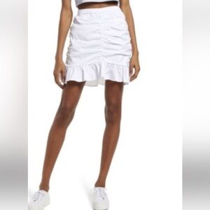 OPEN EDIT Elegant White Ruffled Mini Skirt. Size S